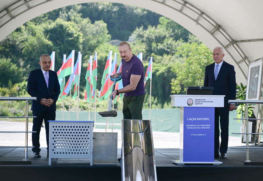 President Attends Groundbreaking Ceremony of the “Həkəriçay” Reservoir – PHOTO